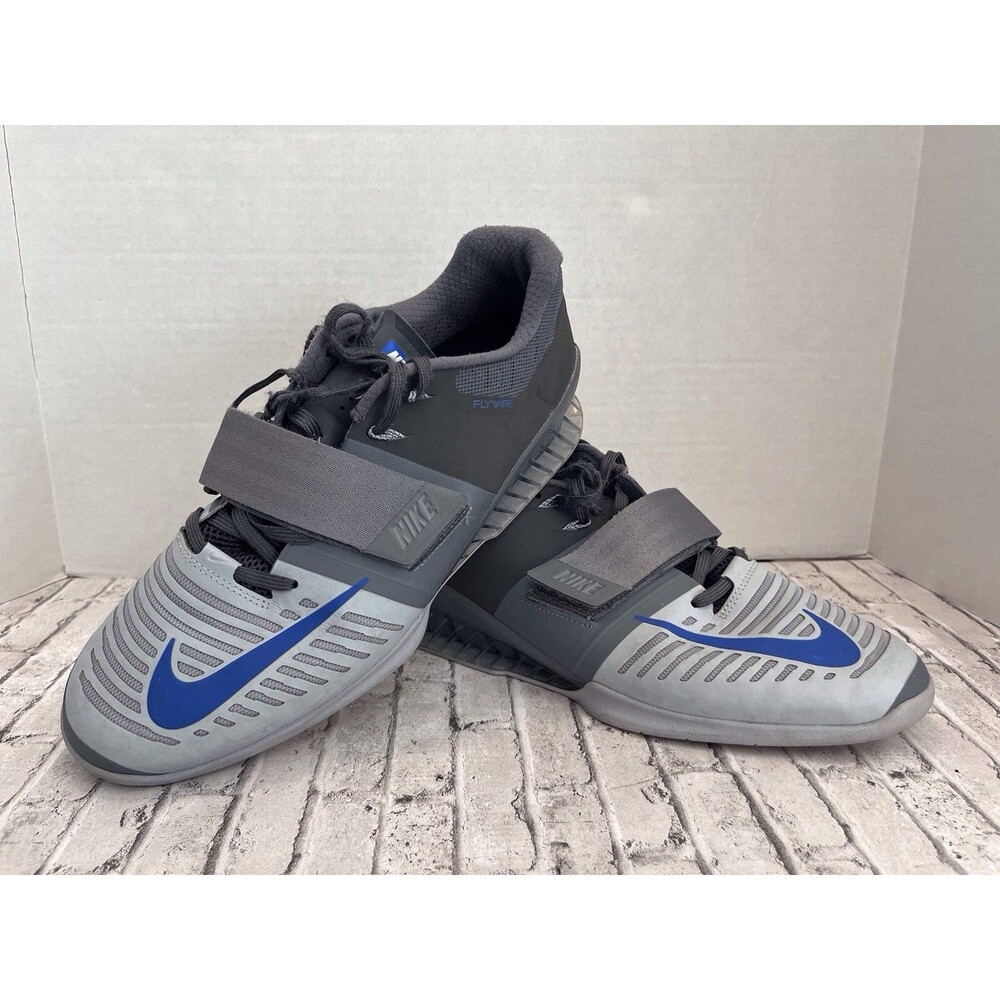 Nike Romaleos 3 Weightlifting Shoes Mens Gray Blue Gym Trainer Size 12.5